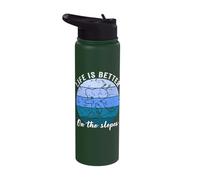 Life is Better On The Slopes Vintage Skiers Skiing Lover Ski Stainless Steel Insulated Water Bottle