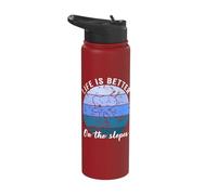 Life is Better On The Slopes Vintage Skiers Skiing Lover Ski Stainless Steel Insulated Water Bottle