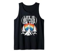 Life is Better On Top Mountain Hiking Rainbow Sunset Tank Top