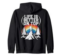 Life Is Better On Top Mountain Hiking Rainbow Sunset Zip Hoodie