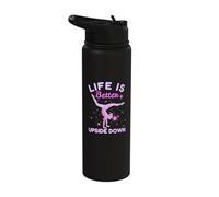Life is Better Upside Down Gymnast Gymnastic Girl Stainless Steel Insulated Water Bottle