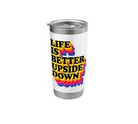 Life is Better Upside Down Retro 70s Pole Dancing Stainless Steel Insulated Tumbler