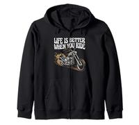 Life Is Better When You Ride Motorcycle Apparel for Bikers Zip Hoodie