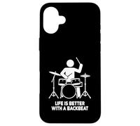Life is Better with a Backbeat Funny Drummer Design Case for iPhone 16 Plus