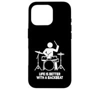 Life is Better with a Backbeat Funny Drummer Design Case for iPhone 16 Pro