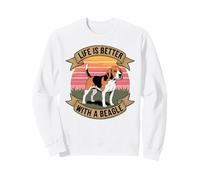 Life Is Better with a Beagle Retro Sunset Design Sweatshirt