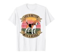 Life is Better with a Beagle Retro Sunset Design T-Shirt