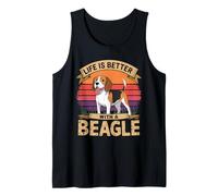 Life is Better with a Beagle Retro Sunset Design Tank Top