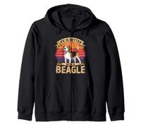 Life Is Better with a Beagle Retro Sunset Design Zip Hoodie