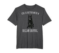 Life is Better with A Belgian Shepherd Dog T-Shirt, Men's Big and Tall, Dark Heather Grey, 6X Tall