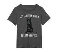Life is Better with A Belgian Shepherd Dog T-Shirt, Women's Plus, Dark Heather Grey, 2X