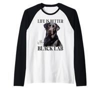 Life is Better with A Black Lab Labrador Dog Puppy Lover Raglan Baseball Tee
