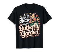 Life is Better with a Butterfly Garden Monarch Milkweed Value Graphic T-Shirt, Men, Black, L