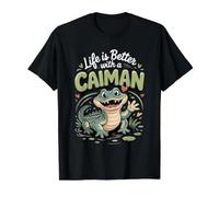 Life is Better with a Caiman Reptile Exotic Pet Value Graphic T-Shirt, Men, Black, XL