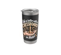 Life is Better with a Chessboard in Hand Chess Player Stainless Steel Insulated Tumbler