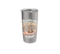 Life is Better with a Chessboard in Hand Chess Player Stainless Steel Insulated Tumbler