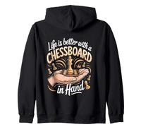 Life Is Better With a Chessboard in Hand Chess Player Zip Hoodie