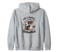 Life Is Better With a Chihuahua, Brown and Tan Small Dog Zip Hoodie