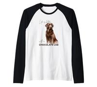 Life is Better with A Chocolate Lab Watercolour Labrador Raglan Baseball Tee