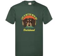Life Is Better With A Dachshund Dog Pet Novelty T Shirt (Bottle Green, S)