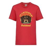Life Is Better With A Dachshund Dog Pet Novelty T Shirt (Red, XL)
