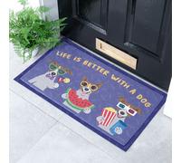 Life Is Better With A Dog Doormat (70 x 40cm) Artsy Mats White 40cm x 70cm