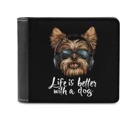 Life is Better with A Dog Leather Men's Bifold Wallet Minimalist Coin Purse with Hidden Slots Simple Credit Card Holder Gifts