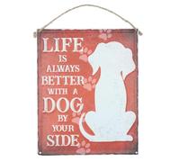 Life is Better with a Dog Metal Wall Sign 25 × 20 cm Stainless Steel Embossed Decor with UV-Protected Finish