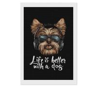 Life is Better with A Dog Shining Diamond Art Painting Kits for Adults Personalized Round Full Drill Paintings DIY Crafts Kit Home Decor 8"x12"