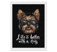 Life is Better with A Dog Shining Diamond Art Painting Kits for Adults Personalized Round Full Drill Paintings DIY Crafts Kit Home Decor 12"x16"