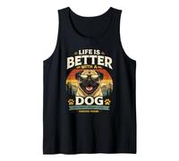 Life is Better with A Dog - Vintage Pug Tank Top