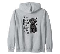 Life Is Better With a Doodle, Black Labrador Poodle Mix Zip Hoodie