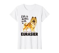 Life is Better with A Eurasier Dog Lover Quote Value Graphic T-Shirt, Women, White, XL