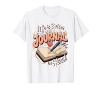 Life is Better with a Journal in Hand Journaling Writing Value Graphic T-Shirt, Men, White, XL