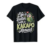 Life is Better with a Kakapo Around Parrot Wildlife Value Graphic T-Shirt, Men, Black, M