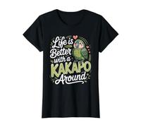Life is Better with a Kakapo Around Parrot Wildlife Value Graphic T-Shirt, Women, Black, S