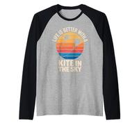 Life is Better with A Kite in The Sky Kite Flying Raglan Baseball Tee