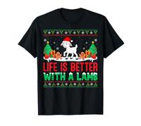 Life Is Better With A Lamb Santa Hat Ugly Christmas Lamb T-Shirt