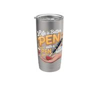Life is Better with a Pen in Hand Writer Author Writing Stainless Steel Insulated Tumbler