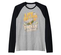 Life is Better with a Pickle in Hand Foodie Raglan Baseball Tee