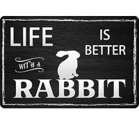 Life Is Better With A Rabbit Metal Tin Signs Rabbit Easter Day Wall Decor Gift for Home Farmhouse Wall Plaque Decorations 8x12 Inch