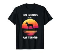 Life is Better with a Rat Terrier Sunset Design Art T-Shirt