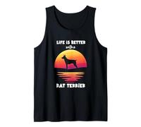 Life is Better with a Rat Terrier Sunset Design Art Tank Top