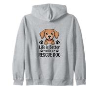 Life Is Better With a Rescue Dog, Adopt a Pup Zip Hoodie
