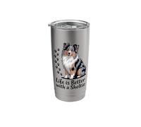 Life is Better with A Sheltie, Blue Merle Shetland Sheepdog Stainless Steel Insulated Tumbler