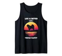 Life is Better with a Tibetan Mastiff Sunset Design Tank Top