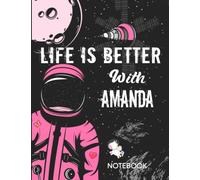 Life is Better With Amanda Notebook: Astronaut Notebook Birthday Gift For Girls and Women With Personalized Name With Awesome Space Cover Design, 8.5x11 in ,110 Lined Pages.