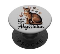 Life is Better with an Abyssinian, Sl rown Cat PopSockets Adhesive PopGrip