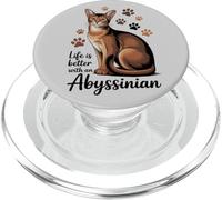 Life is Better with an Abyssinian, Sl rown Cat PopSockets PopGrip for MagSafe