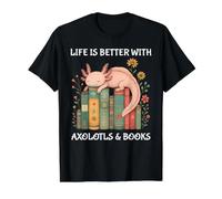 Life is Better with Axolotls and Books Cute Axolotl Lover Value Graphic T-Shirt, Men, Black, M